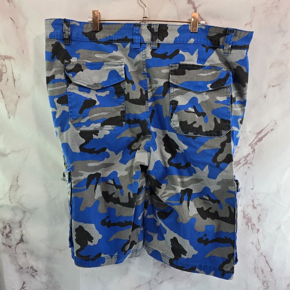 Victorious Shorts Mens 42 Blue Gray Camo 13 Inch Woodland Cargo Bermuda